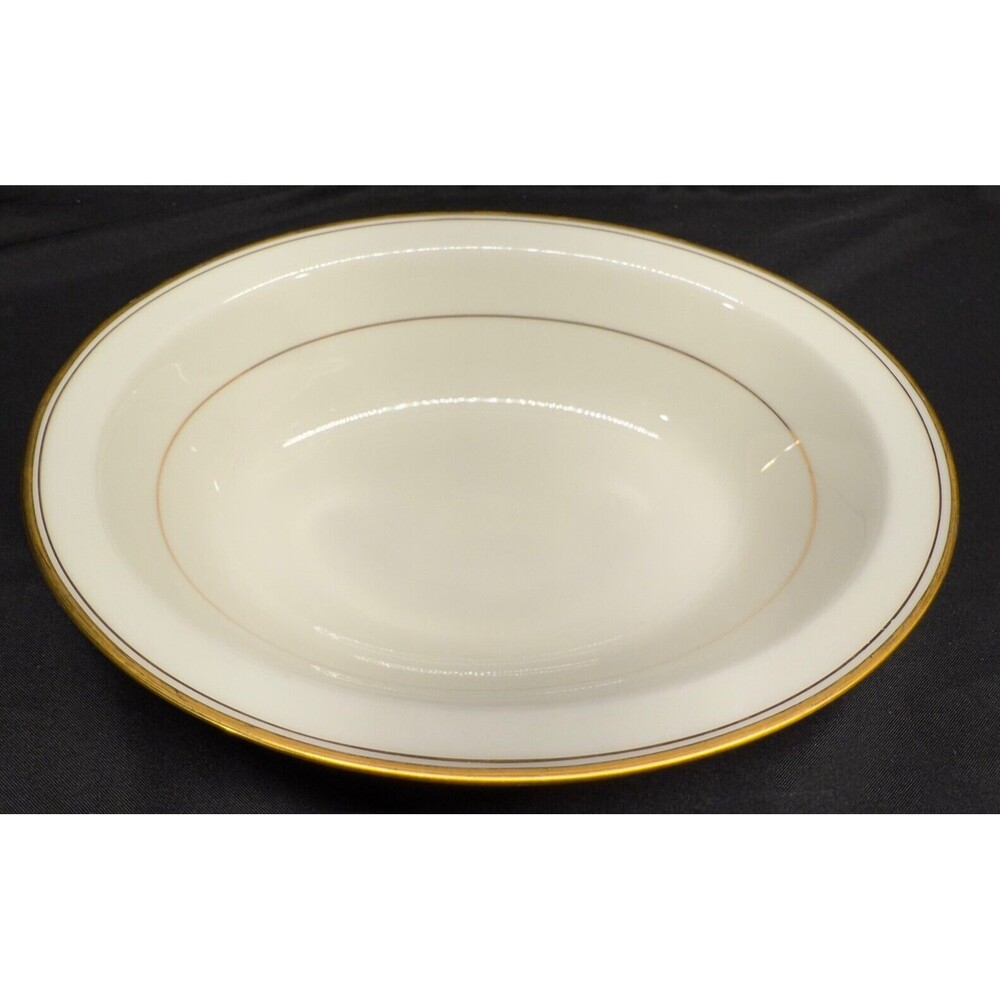 Set Of 2 Noritake Linton Ivory China Oval Serving Bowls With Gold Gilding Trim
